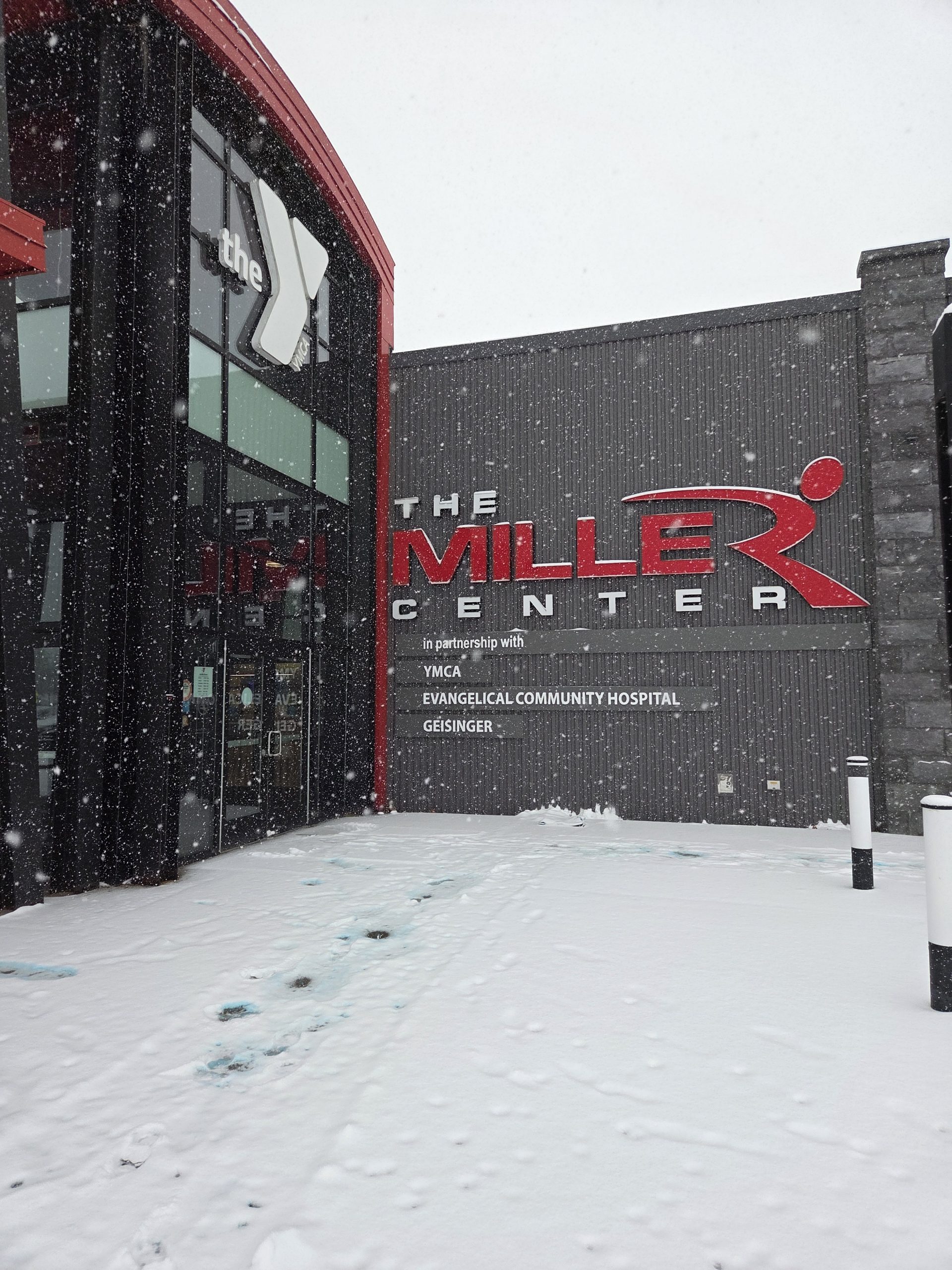 an exterior shot of The Miller Center on a snowy day